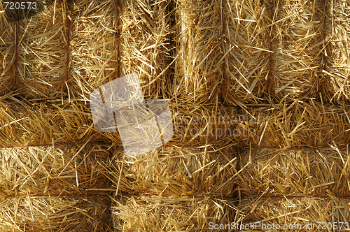 Image of Stacked Straw Hay Bails