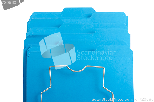 Image of Blue File Folders in Rack. 