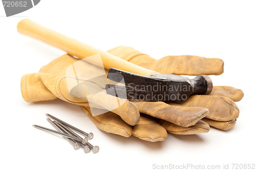 Image of Hammer, Gloves and Nails