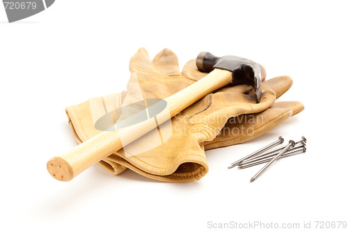 Image of Hammer, Gloves and Nails