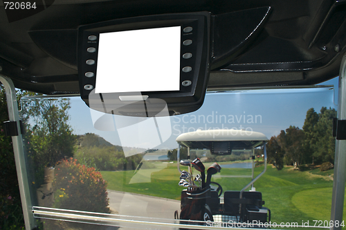 Image of Golf Cart with Blank GPS Screen