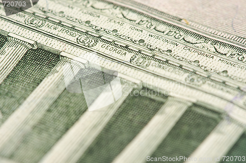 Image of Macro of Five Dollar Bill Back