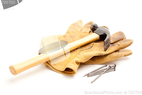 Image of Hammer, Gloves and Nails