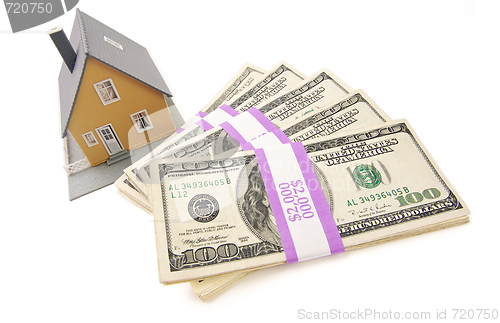 Image of Home and Stacks of Money Isolated