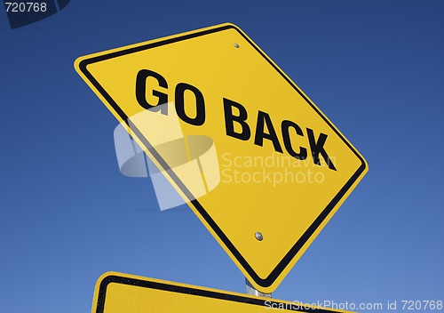 Image of Go Back Yellow Road Sign