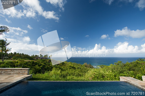 Image of Breathtaking Hawaiian Ocean View Deck and Pool