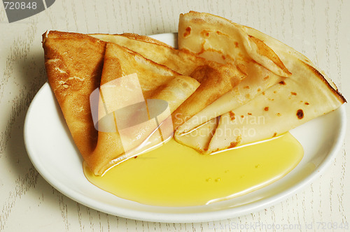 Image of pancakes with honey