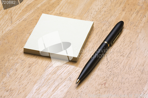 Image of Pen and Post It Notes Pad