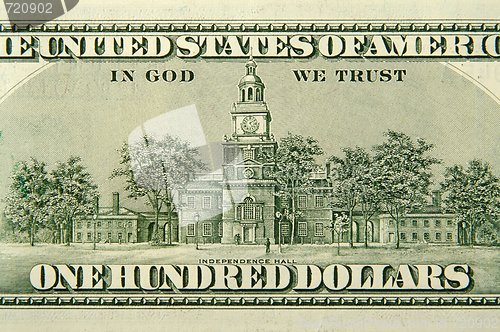 Image of The Back of a One Hundred Dollar Bill 