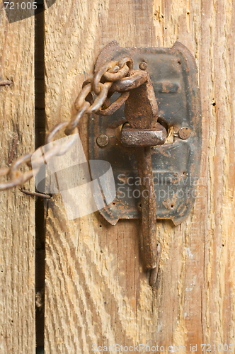 Image of Rusty Barn Door Latch and Chain