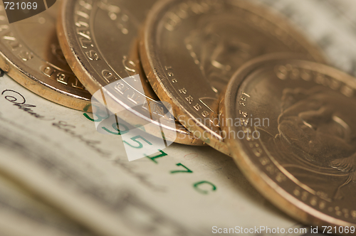 Image of Abstract U.S. Dollar Coins & Bills