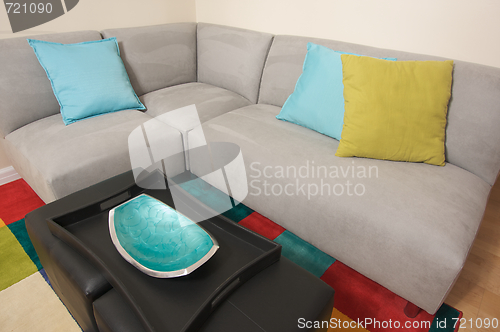 Image of Grey Suede Couch Corner Area