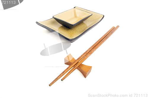 Image of Abstract Chopsticks and Bowls