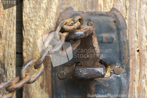 Image of Rusty Barn Door Latch and Chain