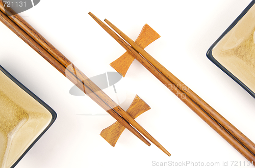 Image of Abstract Chopsticks and Bowls