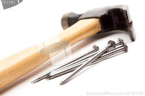 Image of Hammer and Nails Isolated