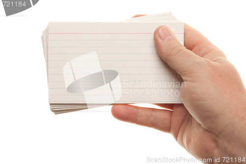 Image of Male Hand Holding Stack of Flash Cards