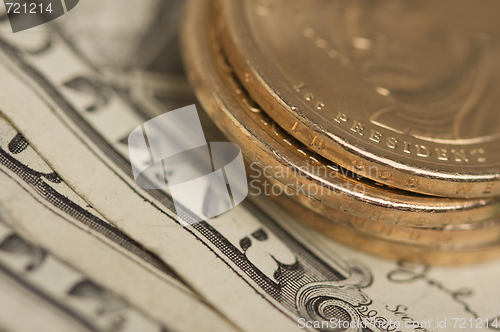 Image of Abstract U.S. Dollar Coins & Bills