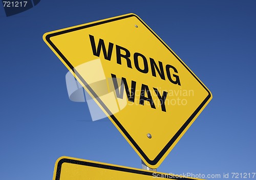 Image of Wrong Way Yellow Road Sign