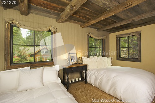 Image of Luxurious Rustic Log Cabin Bedroom