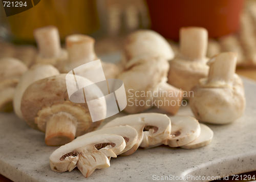 Image of Mushrooms on a Cutting Board