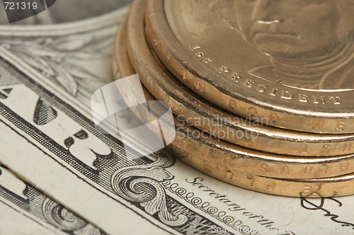 Image of Abstract U.S. Dollar Coins & Bills