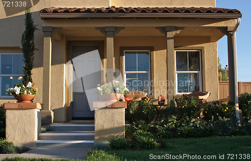 Image of Abstract of New Home Construction Facade & Porch.