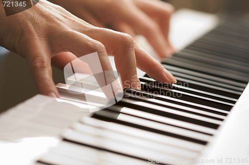 Image of Woman's Fingers on Digital Piano Keys