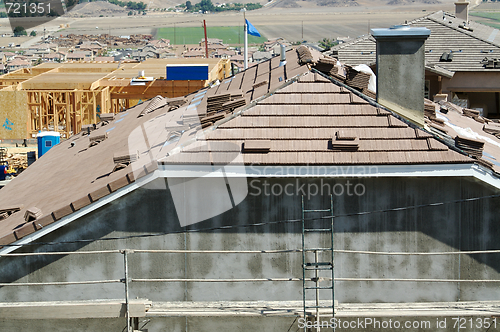 Image of New Home Construction Site Roof