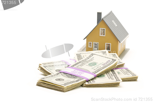 Image of Home and Stacks of Money Isolated