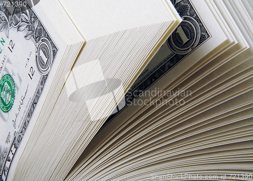 Image of Abstract of a Large Stack of One Dollar Bills