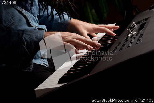 Image of Male Pianist Performs on the Piano Keyboard