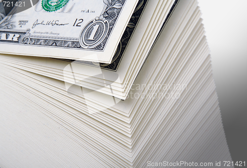 Image of Abstract of a Large Stack of One Dollar Bills