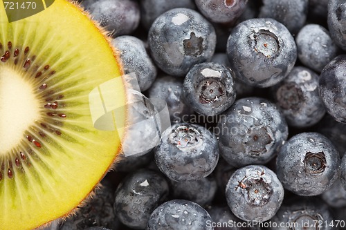Image of Macro Kiwi and Blueberries