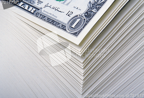 Image of Abstract of a Large Stack of One Dollar Bills