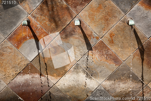 Image of Stone Wall Fountain Abstract