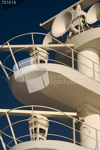 Image of ea. Cruise ship radar and signaling equipment.