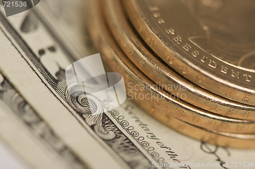 Image of Abstract U.S. Dollar Coins & Bills