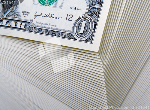 Image of Abstract of a Large Stack of One Dollar Bills