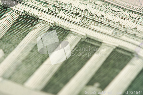 Image of Macro of Five Dollar Bill Back