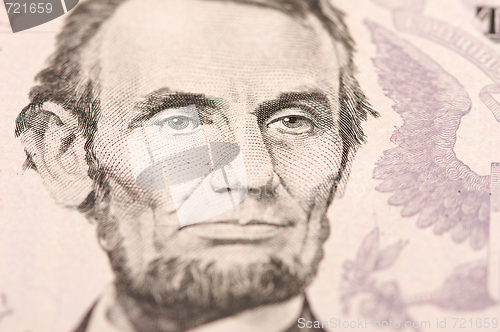 Image of Macro of Five Dollar Bill's Lincoln