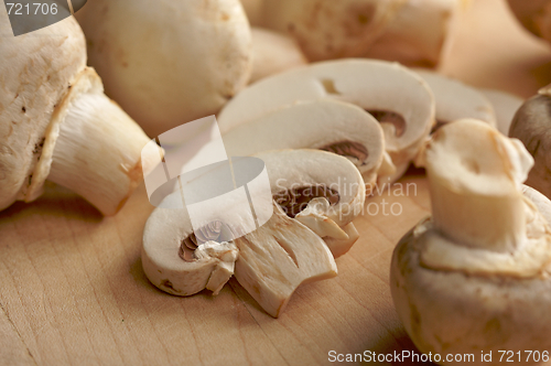 Image of Mushrooms on a Cutting Board
