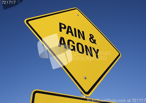 Image of Pain and Agony Yellow Road Sign