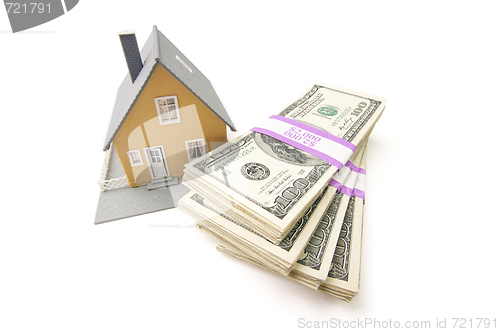 Image of Home and Stacks of Money Isolated