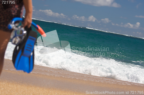 Image of Woman Holding Snorkeling Gear