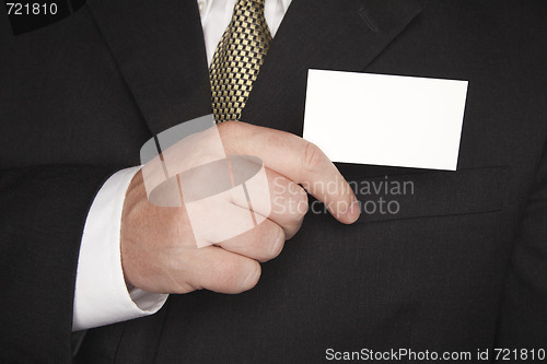 Image of Businessman Holding Blank Business Card