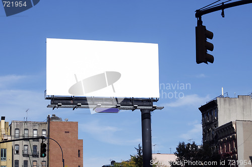 Image of Blank billboard against blue sky, put your own text here