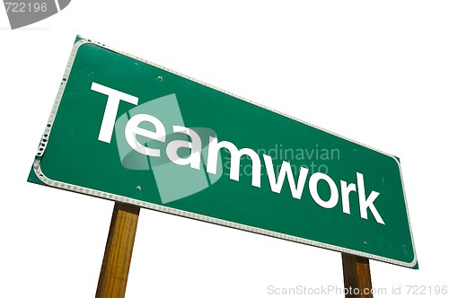Image of Teamwork Road Sign with Clipping Path
