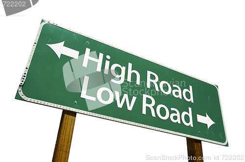 Image of High Road, Low Road  - Road Sign with Clipping Path