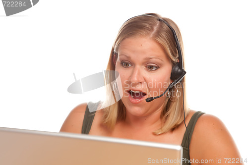 Image of Attractive Shocked Customer Support Woman